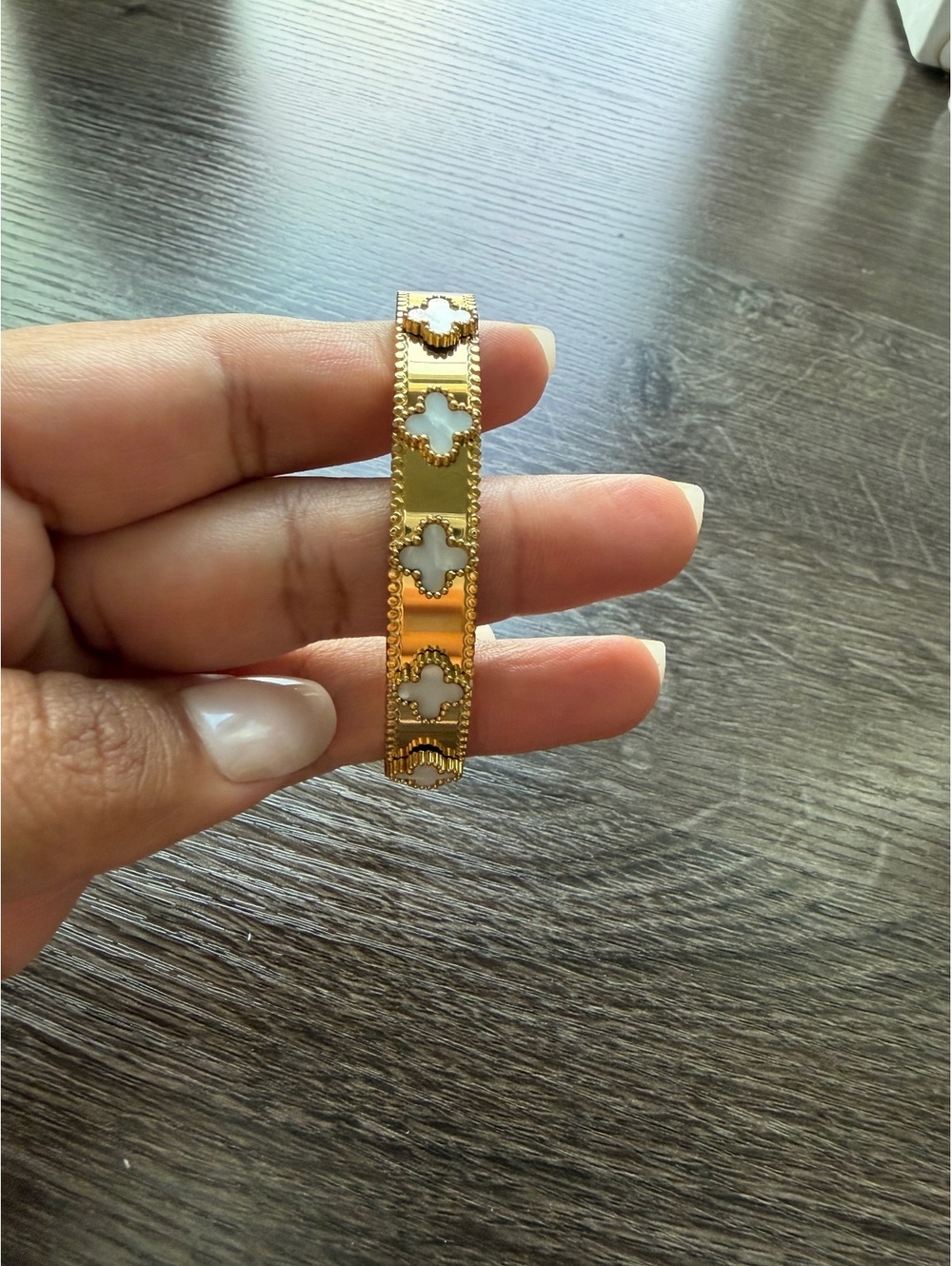 Mother of Pearl Clover Gold Bangle Luxury Inspired